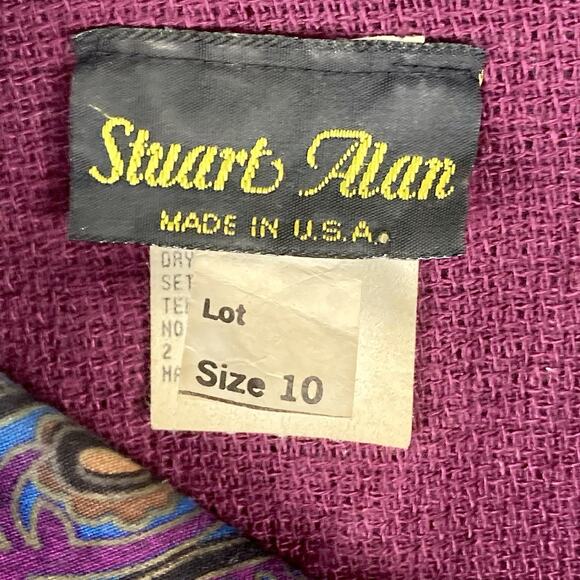 Stuart Allen 10 Artsy Dress Beaded 80s Purple Blue Retro Gypsy Boho Made In USA - Picture 5 of 10